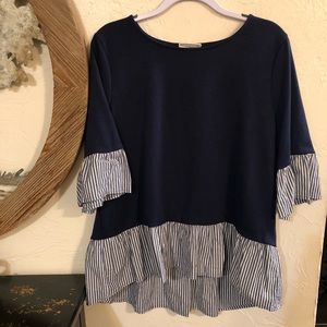 Pleione Blue Striped Top